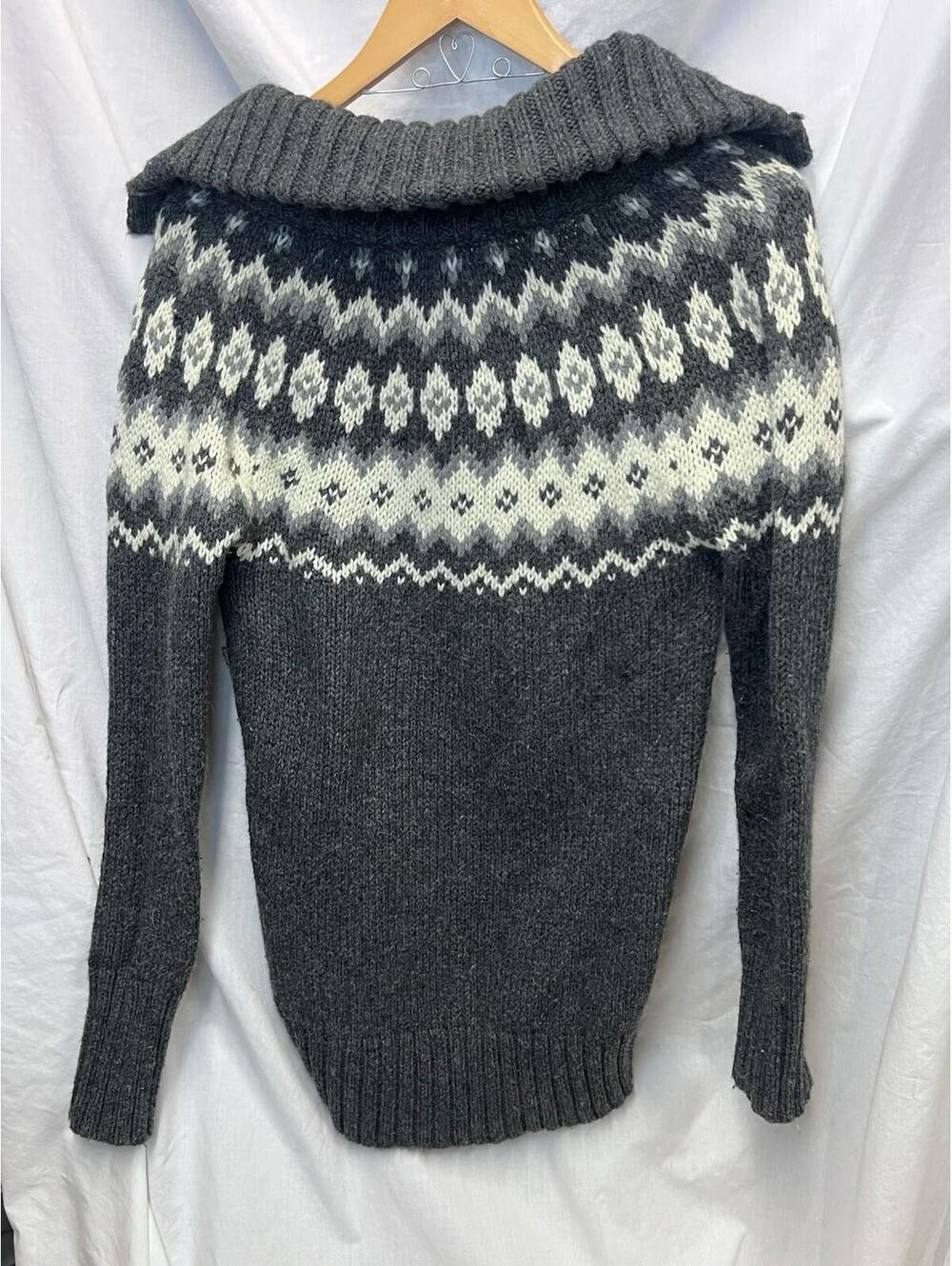 Aerie Womens Nordic Fisherman Cardigan Sweater Knit Grandpa Vintage Winter MED - Picture 6 of 9